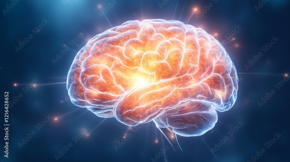 Fototapeta premium Glowing Human Brain Anatomy.