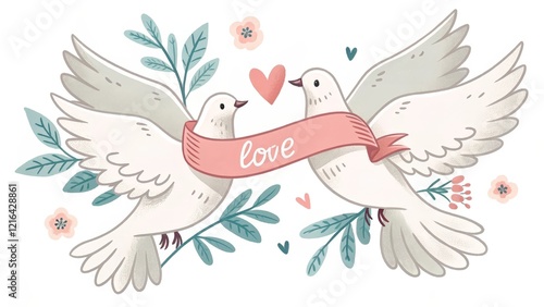 dove with heart Valentine's Day