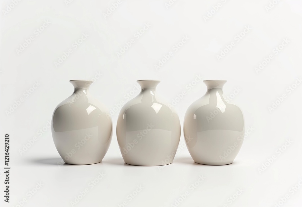 Elegant Ceramic Vases Arranged in a Stylish Line Against a Minimal Backdrop. Generative AI Elegant Ceramic Vases Arranged in a Stylish Line Against a Minimal Backdrop. Generative AI