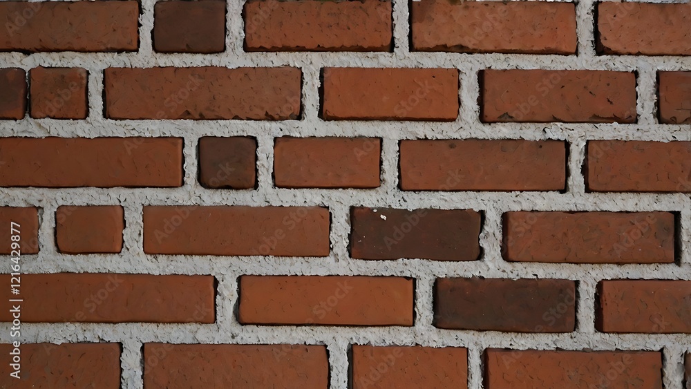 Obraz premium Brick Wall Texture: Close-up texture of a red brick wall, the details are showing individual bricks, the aged mortar, and a sense of history.