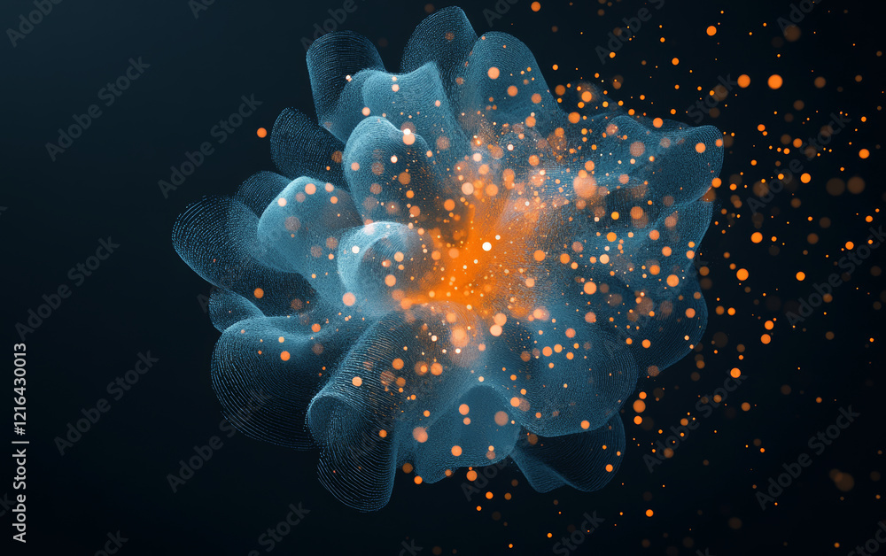 Obraz premium The background of future technology made up of particle elements and rays