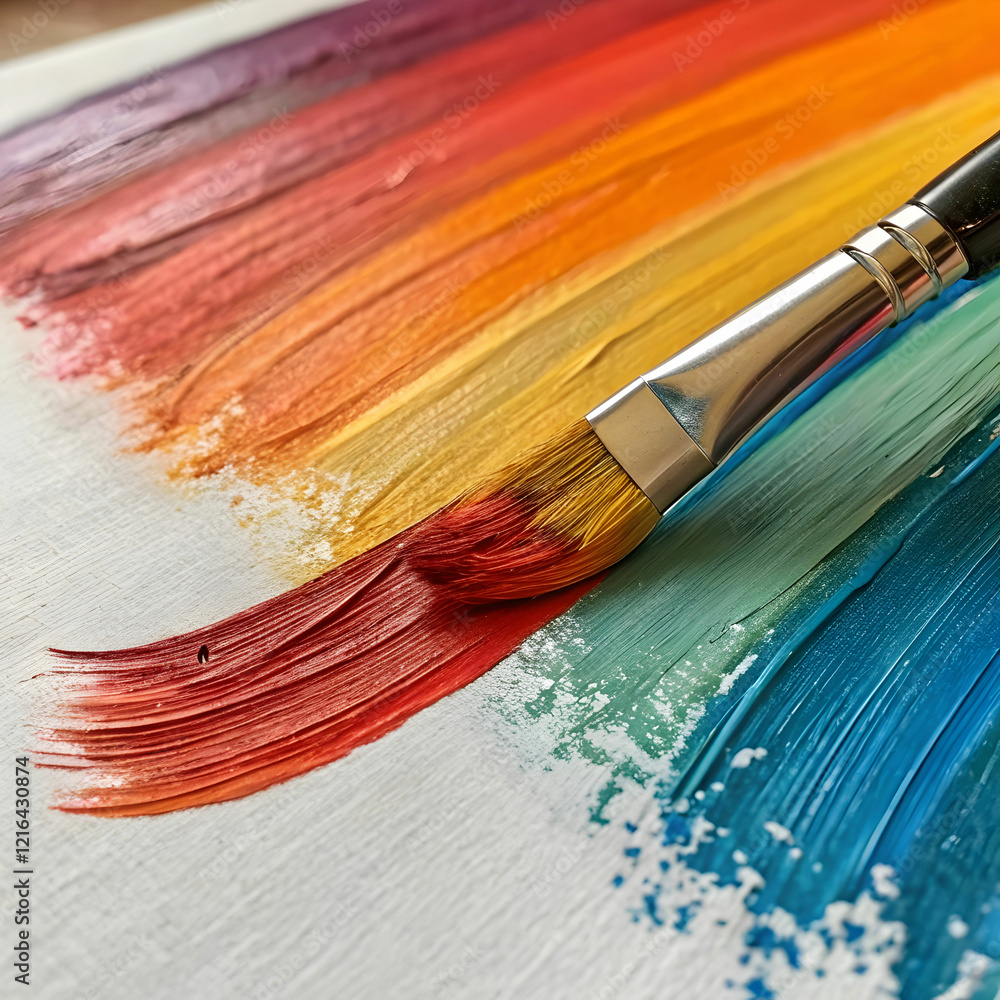Obraz premium A paintbrush is a tool with bristles used to apply paint to surfaces