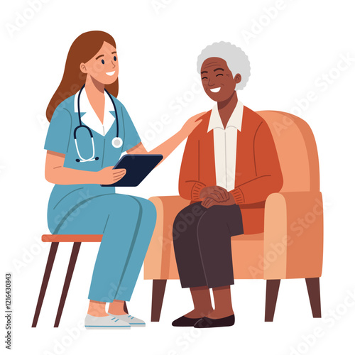Nurse Providing Care to Elderly Woman