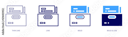 File closing icon in 4 different styles. Thin Line, Line, Bold, and Bold Line. Duotone style. Editable stroke