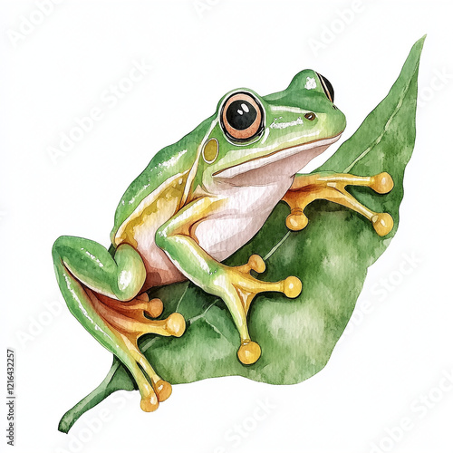 A Traditional Puerto Rican Coqui Frog Perched On A Leaf Showcasing Its Vibrant Green Color and Unique Features in a Lush Tropical Environment Perfect for Nature Lovers and Wildlife Enthusiasts