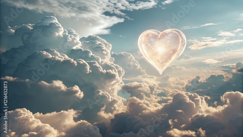 heart shaped balloon in sky