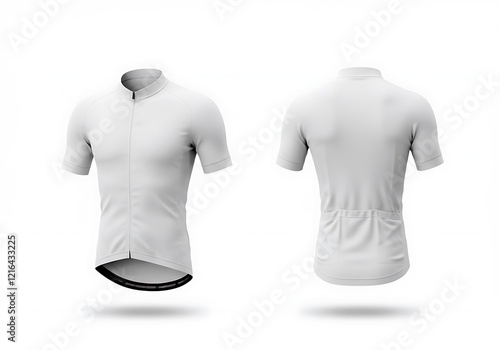 Blank White Cycling Jersey Mockup Front and Back photo