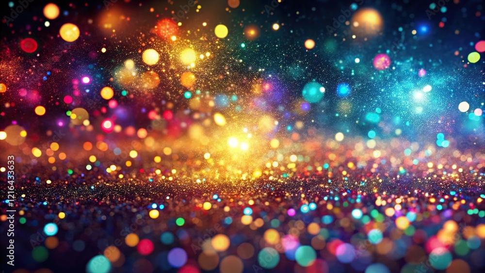 Fototapeta premium Multicolored Bokeh Lights and Glitter Surface