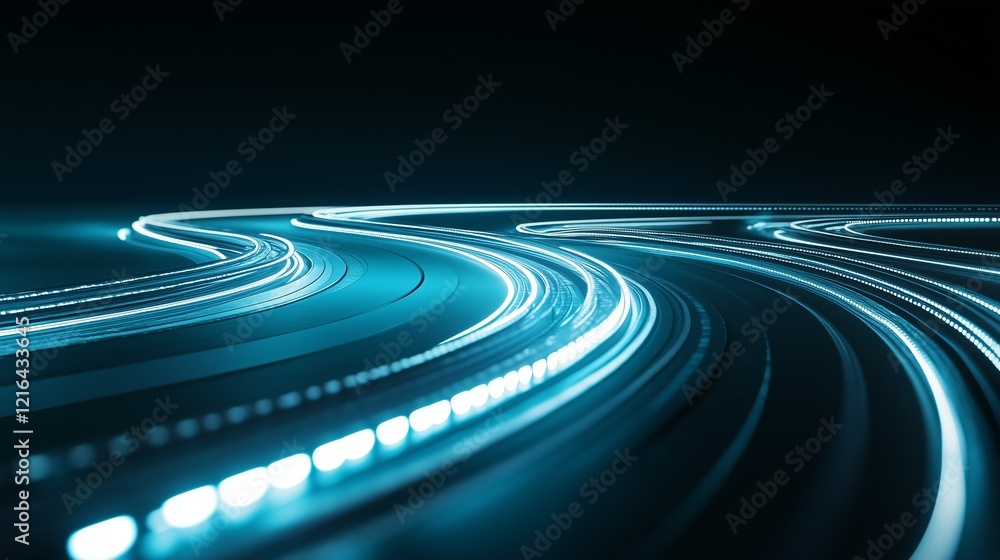 Long, luminous lines twist and turn across a deep black background, conveying a sense of speed and movement in a visually captivating way. Long, luminous lines twist and turn across a deep black background, conveying a sense of speed and movement in a visually captivating way.