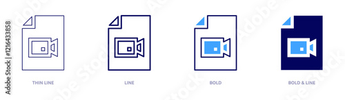 File permissions icon in 4 different styles. Thin Line, Line, Bold, and Bold Line. Duotone style. Editable stroke