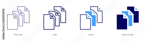 File size icon in 4 different styles. Thin Line, Line, Bold, and Bold Line. Duotone style. Editable stroke