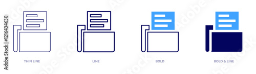 File system icon in 4 different styles. Thin Line, Line, Bold, and Bold Line. Duotone style. Editable stroke