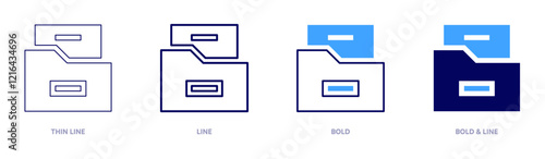 File transmission icon in 4 different styles. Thin Line, Line, Bold, and Bold Line. Duotone style. Editable stroke