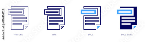 File validating icon in 4 different styles. Thin Line, Line, Bold, and Bold Line. Duotone style. Editable stroke