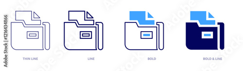 File validation icon in 4 different styles. Thin Line, Line, Bold, and Bold Line. Duotone style. Editable stroke