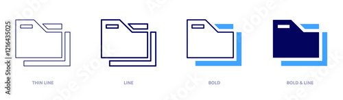 Files icon in 4 different styles. Thin Line, Line, Bold, and Bold Line. Duotone style. Editable stroke