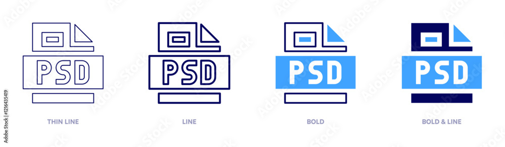 Psd file icon in 4 different styles. Thin Line, Line, Bold, and Bold Line. Duotone style. Editable stroke Psd file icon in 4 different styles. Thin Line, Line, Bold, and Bold Line. Duotone style. Editable stroke