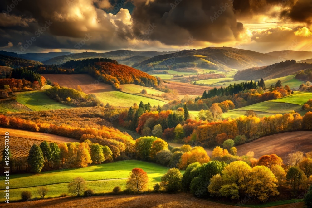 Fototapeta premium Earthy Tones Stock Photo: Rule of Thirds, Low Contrast, Intense Nature Image - Print Ready