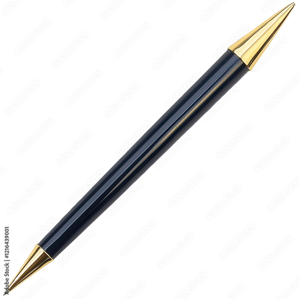 Elegant dark-blue pen, gold accents, white background, writing Elegant dark-blue pen, gold accents, white background, writing