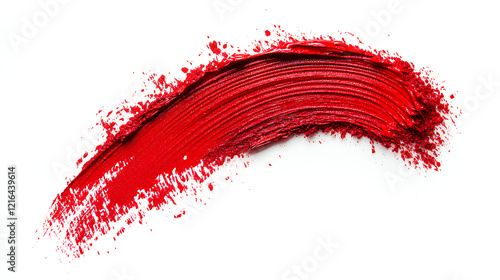 red cosmetic smudge, wipe swoosh on white background