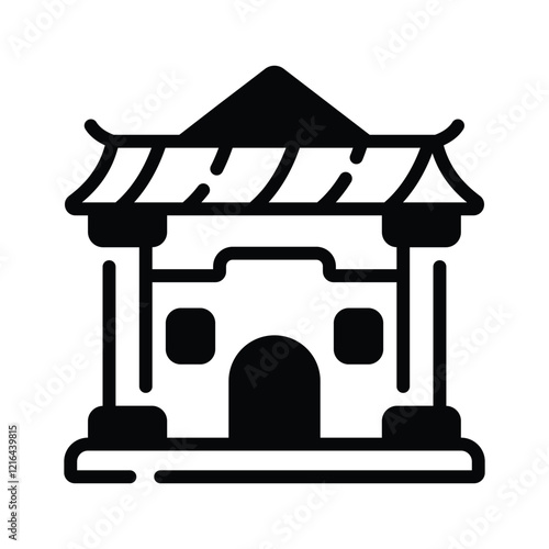 Chinese religious building vector design, chinese temple icon