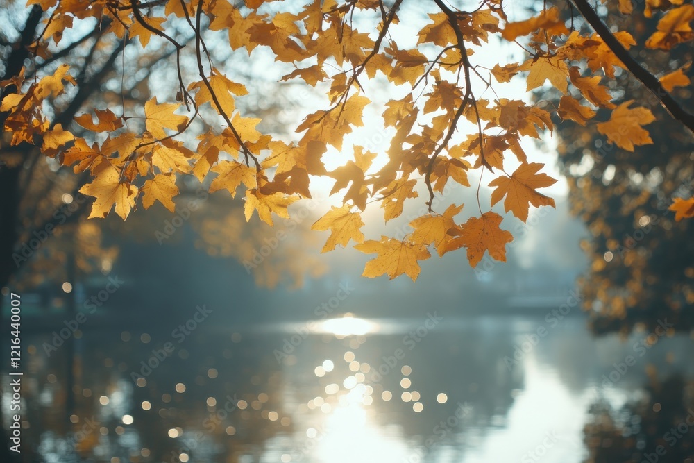 Beautiful Autumn Scene with Golden Leaves and Warm Sunshine Perfect for Nature Lovers and Travel Enthusiasts Beautiful Autumn Scene with Golden Leaves and Warm Sunshine Perfect for Nature Lovers and Travel Enthusiasts