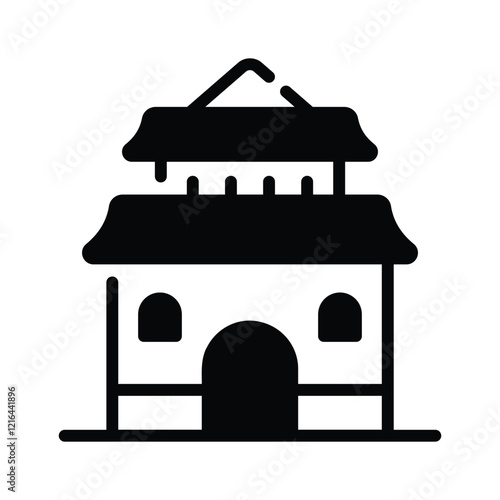 Chinese religious building vector design, chinese temple icon