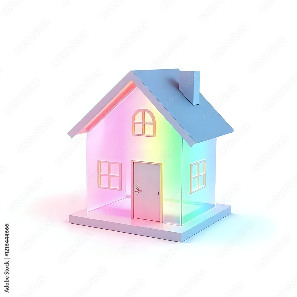 3D Holographic Home Icon Isolated on White Background 3D Holographic Home Icon Isolated on White Background