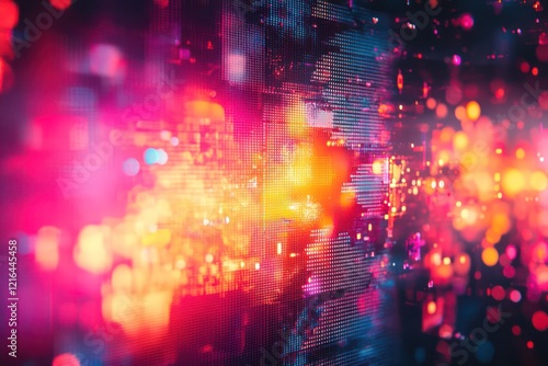 Erratic pixel patterns with bright highlights, scattered across a distorted digital display with chaotic glitch effects