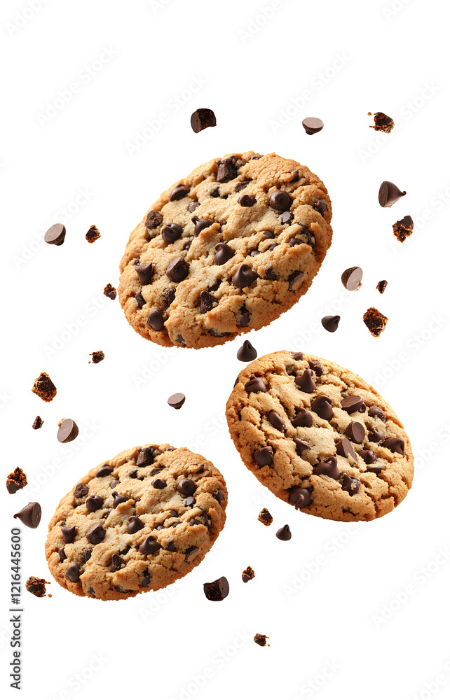 falling chocolate chip cookies PNG. Chocolate chip cookie with chocolate and dough pieces falling down PNG. Cookie pieces falling from the top for candy campaigns isolated. chocolate cookies flying falling chocolate chip cookies PNG. Chocolate chip cookie with chocolate and dough pieces falling down PNG. Cookie pieces falling from the top for candy campaigns isolated. chocolate cookies flying