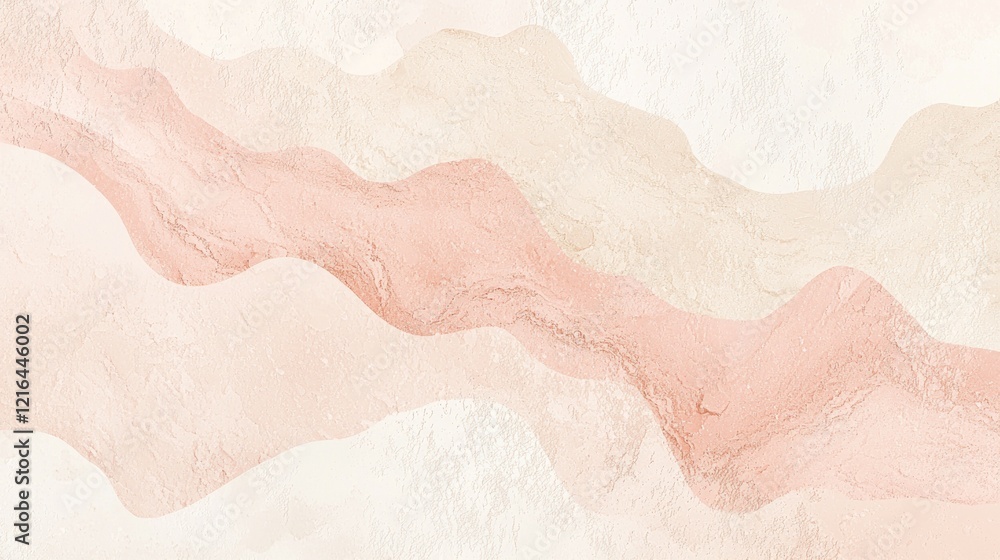 Fototapeta premium Abstract Pastel Landscape: Serene Waves of Peach and Cream