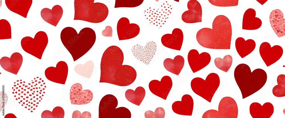 Whimsical heart pattern: romantic valentine's day love design background Whimsical heart pattern: romantic valentine's day love design background
