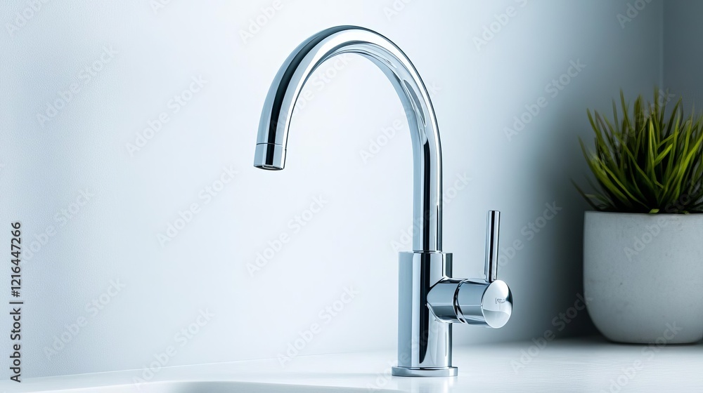Chrome faucet with a dual-purpose spout, blending practicality and eco-consciousness Chrome faucet with a dual-purpose spout, blending practicality and eco-consciousness