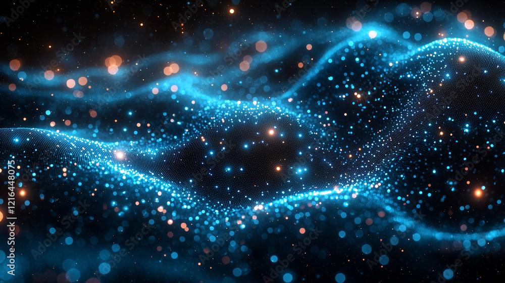 Abstract Futuristic Digital Wave with Glowing Particles Abstract Futuristic Digital Wave with Glowing Particles