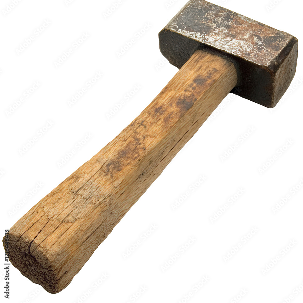 Rusty hammer, wood handle, white background, construction tool Rusty hammer, wood handle, white background, construction tool
