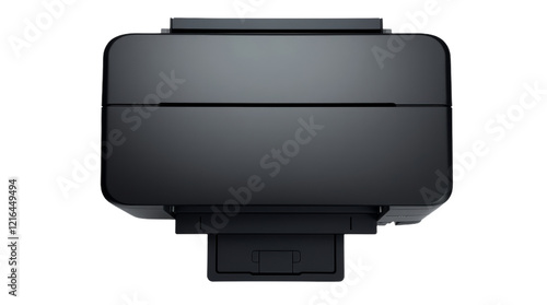 Top View of Black Printer on White Background