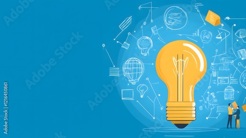 Giant Lightbulb Idea Represents Business Innovation Strategy