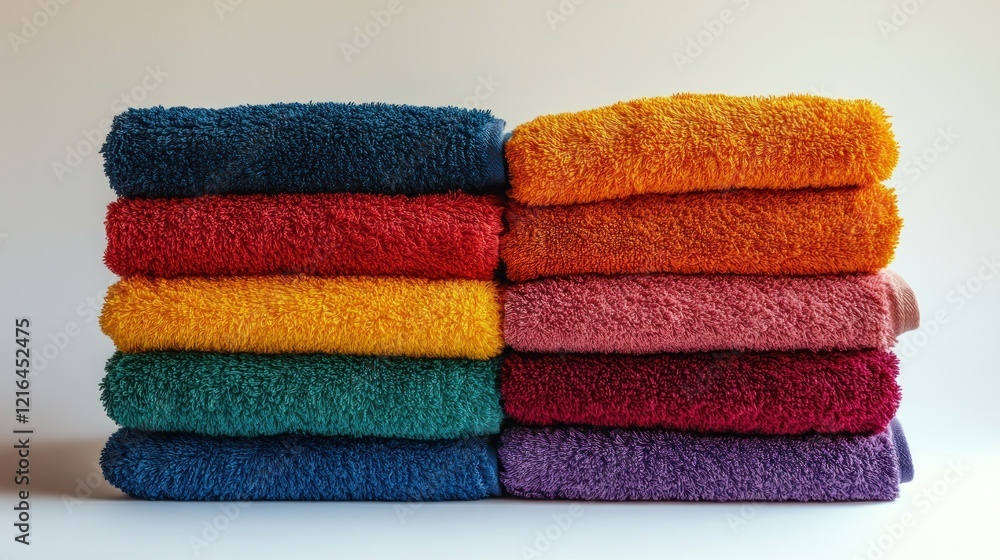 Colorful towels stacked studio background Colorful towels stacked studio background