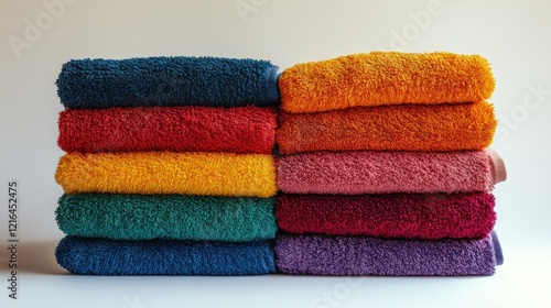 Colorful towels stacked studio background photo