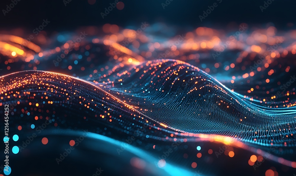 lights of particle. Energy wave vibrant particles flow Background Animation