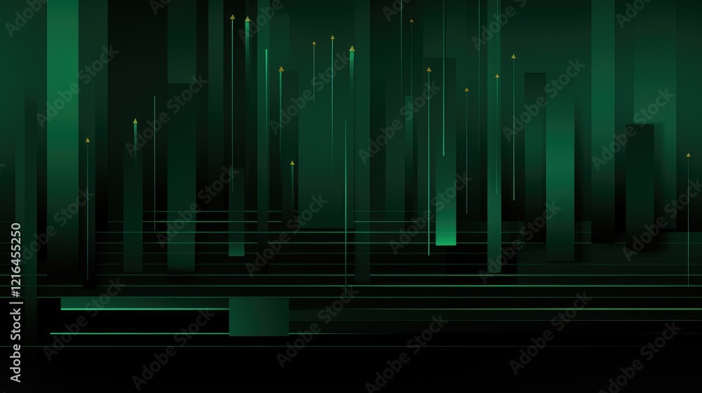 Obraz premium Abstract digital design featuring vertical lines and gradients in shades of green.