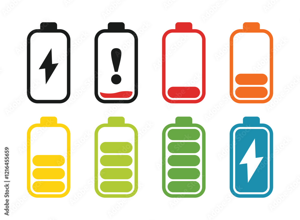 Alkaline battery set icon in flat style. Different size accumulator vector illustration on isolated background. Accumulator recharge sign business concept. Alkaline battery set icon in flat style. Different size accumulator vector illustration on isolated background. Accumulator recharge sign business concept.