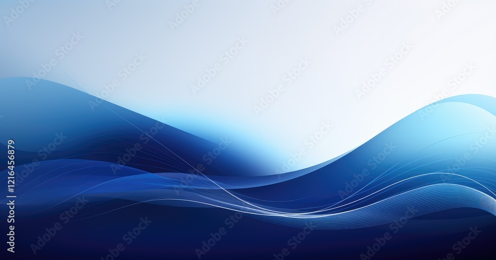 Obraz premium Abstract blue waves create a serene and modern background design.