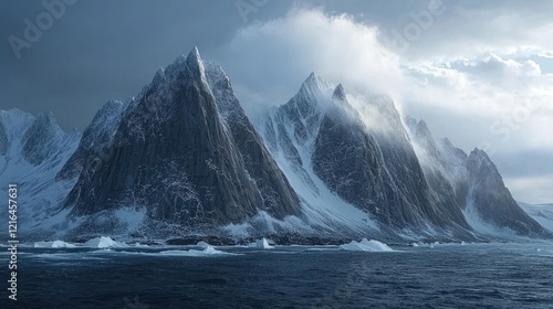 Wallpaper Mural Majestic Arctic Mountainscape: A Breathtaking View of Snow-Capped Peaks and Glacial Waters Torontodigital.ca