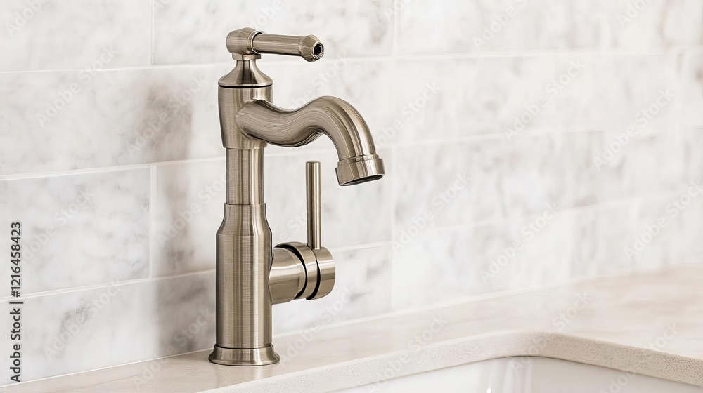Rustic chrome faucet with a hammered finish, ideal for farmhouse settings Rustic chrome faucet with a hammered finish, ideal for farmhouse settings
