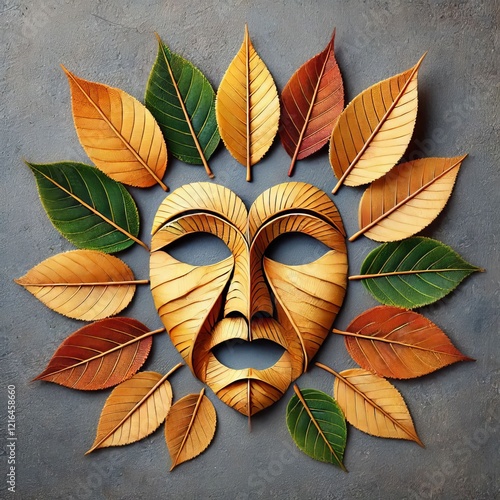 Theater mask shaped leaves represent careers in acting or perfor photo