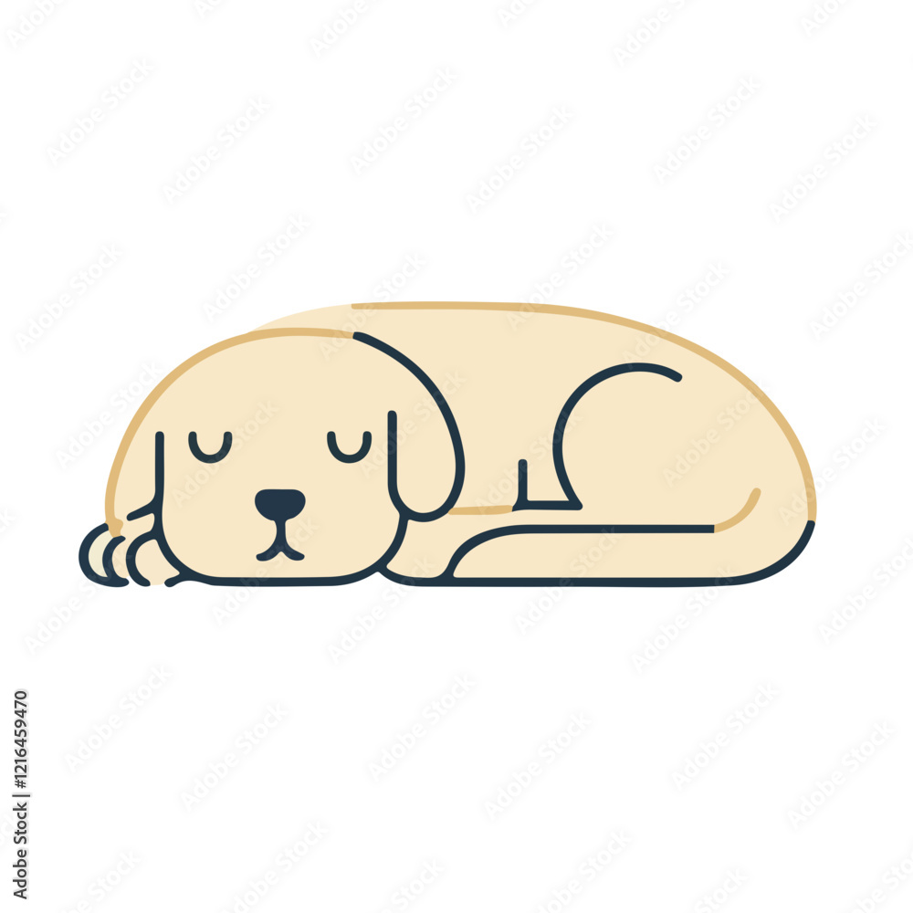 Sleeping Puppy: Sweet Dreams: A minimalist line art illustration of a peaceful puppy curled up in a deep sleep, exuding serenity and tranquility. Sleeping Puppy: Sweet Dreams: A minimalist line art illustration of a peaceful puppy curled up in a deep sleep, exuding serenity and tranquility.