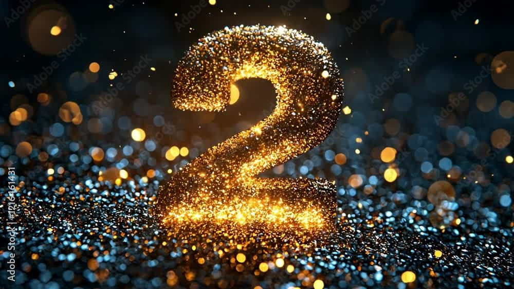 Animation of counting 1 to 3 on black background. Golden numbers Perfect for footage, advertising, presentations, films, video content and social media.