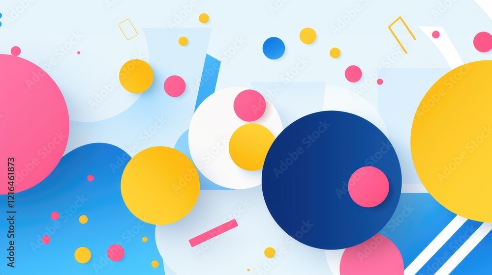 Abstract design featuring colorful geometric shapes on a light background. Abstract design featuring colorful geometric shapes on a light background.