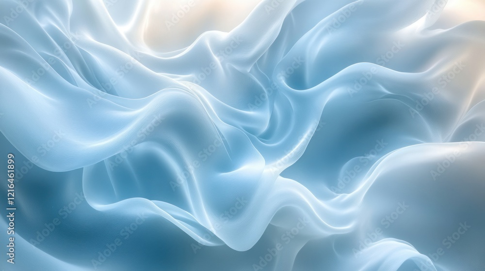 Obraz premium Abstract swirls of light blue fabric create a calming ethereal scene
